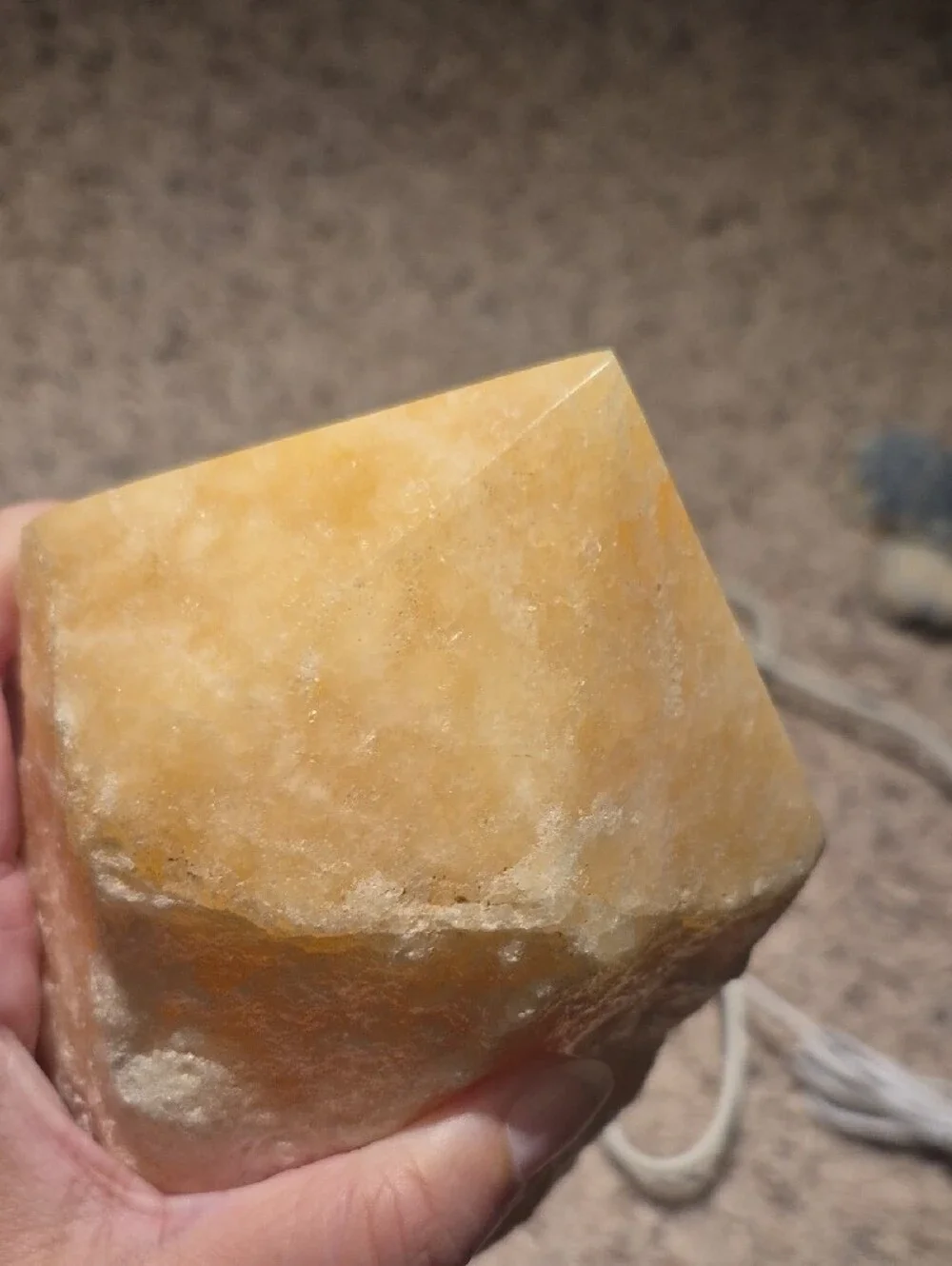 Hand-Crafted Orange Calcite Crystal Lamp (Wooden Base Not Included)
